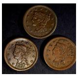 (2) 1851 LARGE CENTS VF/XF, 1853 LG (2) 1851 LARGE CENTS VF/XF, 1853 LG