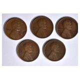 5 - 1915-S LINCOLN CENTS F/VF 5 - 1915-S LINCOLN CENTS F/VF