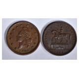 2-1863 CIVIL WAR TOKENS, BOTH NICE AU