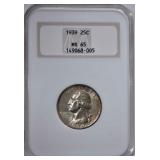 1939 WASHINGTON QUARTER NGC MS-65