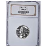 1945-S WASHINGTON QUARTER NGC MS-66 BLAST WHITE 1945-S WASHINGTON QUARTER NGC MS-66 BLAST WHITE
