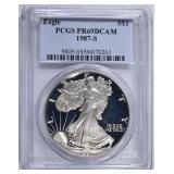 1987-S PROOF SILVER EAGLE PCGS PR-69 DCAM