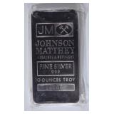 TEN OUNCE .999 SILVER BAR ( JOHNSON MATTHEY )