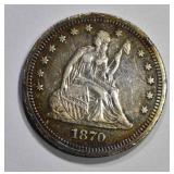 1870 SEATED QUARTER, XF