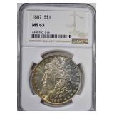 1887 MORGAN DOLLAR, NGC MS-63