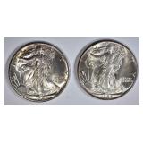 1940 & 44 WALKING LIBERTY HALVES CH BU