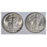 1942 & 43 WALKING LIBERTY HALVES CH BU