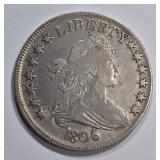1806 DRAPED BUST HALF DOLLAR, XF 1806 DRAPED BUST HALF DOLLAR, XF