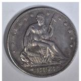 1853 ARROWS & RAYS SEATED HALF DOLLAR, AU++/BU