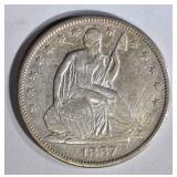 1867-S SEATED HALF DOLLAR, XF/AU