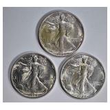 3 - 1944-S WALKING LIBERTY HALF DOLLARS