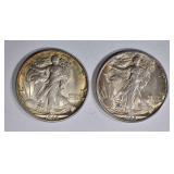 2 - 1945-S WALKING LIBERTY HALF DOLLARS 2 - 1945-S WALKING LIBERTY HALF DOLLARS