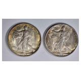 2 - 1945-S WALKING LIBERTY HALF DOLLARS