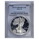 2001-W PROOF SILVER EAGLE PCGS PR-69 DCAM