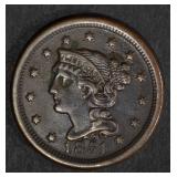 1851 LARGE CENT, AU dark 1851 LARGE CENT, AU dark