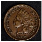1908-S INDIAN CENT, XF 1908-S INDIAN CENT, XF