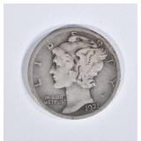 1921-D MERCURY DIME, F/VF