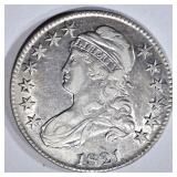 1821 CAPPED BUST HALF DOLLAR, AU 1821 CAPPED BUST HALF DOLLAR, AU