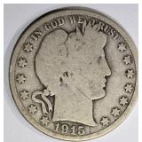 1915 BARBER HALF DOLLAR GOOD 1915 BARBER HALF DOLLAR GOOD