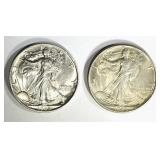 1 - 1945-S & 1-1945 WALKING LIBERTY HALF DOLLARS 1 - 1945-S & 1-1945 WALKING LIBERTY HALF DOLLARS