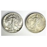 1 - 1945-S & 1-1945 WALKING LIBERTY HALF DOLLARS