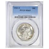 1941-S WALKING LIBERTY HALF, PCGS MS-65 GEM 1941-S WALKING LIBERTY HALF, PCGS MS-65 GEM