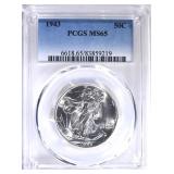 1943 WALKING LIBERTY HALF PCGS MS-65