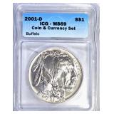 2001-D BUFFALO COMMEM DOLLAR, ICG MS-69 2001-D BUFFALO COMMEM DOLLAR, ICG MS-69
