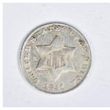 1851 3 CENT SILVER AU MARKS