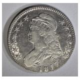 1817 BUST HALF DOLLAR XF, REV. PROBLEMS