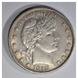 1915-S BARBER HALF DOLLAR XF/AU