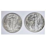 1942 & 45 WALKING LIBERTY HALVES BU