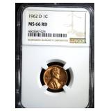 1962-D LINCOLN CENT NGC MS66 RD