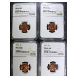 4 -NGC MS66RD LINCOLN CENTS: 2-1973, 4 -NGC MS66RD LINCOLN CENTS: 2-1973,