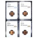 4 -NGC MS66RD LINCOLN CENTS: 2-1973, 4 -NGC MS66RD LINCOLN CENTS: 2-1973,