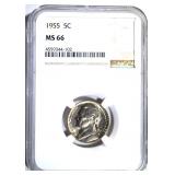 1955 JEFFERSON NICKEL NGC MS66