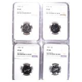 1957, 61, 62 & 64 JEFFERSON NICKELS, NGC PF-68 1957, 61, 62 & 64 JEFFERSON NICKELS, NGC PF-68