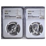 2-1968-D KENNEDY HALF DOLLARS, NGC MS-66 2-1968-D KENNEDY HALF DOLLARS, NGC MS-66