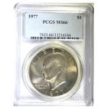 1977 EISENHOWER DOLLAR, PCGS MS-66 1977 EISENHOWER DOLLAR, PCGS MS-66