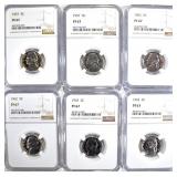 6 JEFFERSON NICKELS NGC PF-67