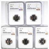 5-1957 JEFFERSON NICKELS, NGC PF-68 5-1957 JEFFERSON NICKELS, NGC PF-68