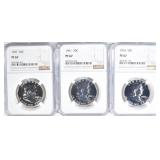 1957, 61 & 63 FRANKLIN HALF DOLLARS, NGC PF-67