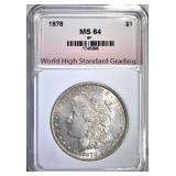 1878 8F MORGAN DOLLAR, WHSG CH/GEM BU