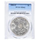 1884-O MORGAN DOLLAR, PCGS MS-63