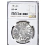 1886 MORGAN DOLLAR NGC MS 65