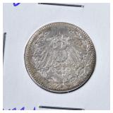 1914 J SILVER 1/2 MARK  CH.BU