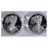 2 - PROOF AMERICAN SILVER EAGLES