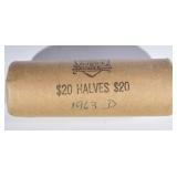 DOUBLE ROLL 40-1963-D BU FRANKLIN HALVES