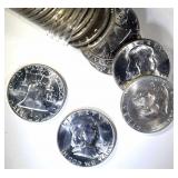 BU ROLL OF 1962-D FRANKLIN HALF DOLLARS BU ROLL OF 1962-D FRANKLIN HALF DOLLARS