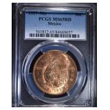 1957 MEXICO 50 CENTAVOS PCGS MS65RD